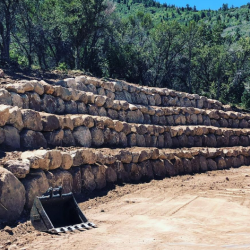 Rock Retaining Wall Installation