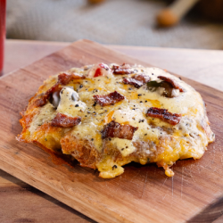 Green Chile Bacon Bread Pudding