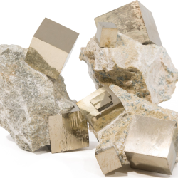Pyrite Cubes on Matrix