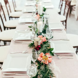 Tables and White-Padded Chairs