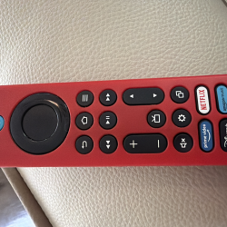 Vibrant Red Streaming Device Remote Control with Quick Access But
