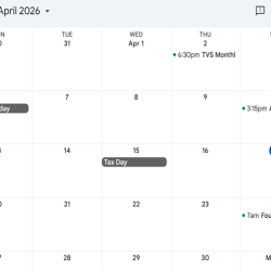 Club Calendar of Events