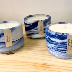 Blue concrete candle