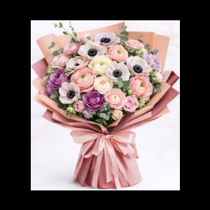 Sweet Valentine Pastel Rose Wrapped Bouquet