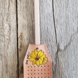 Hand Tooled Native Idaho Sunflower Flyswatter