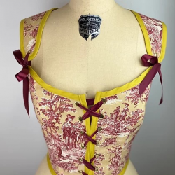 Burgundy/Tan Toile Corset Style
