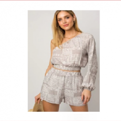 Elastic Waist Abstract Print Shorts