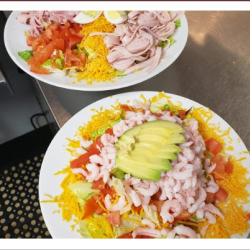 Chef and Shrimp Salads