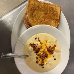 Potato Soup and Grilled Ham and Cheese