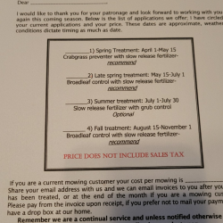 Lawn Treatments Offered-Crabgrass/Broadleaf/Grub Control