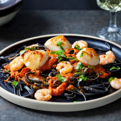 Squid Ink Linguine with Clams