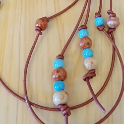 Handmade Leather & Bead Accent Necklaces