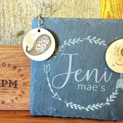 Laser Wood Engraved Earrings