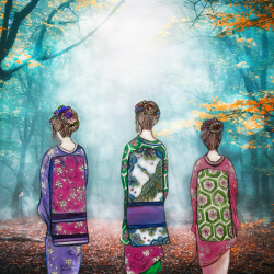 Three Geishas by Anna S Bare