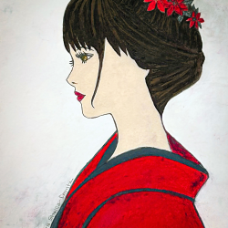 Geisha in Red by Anna S Bare