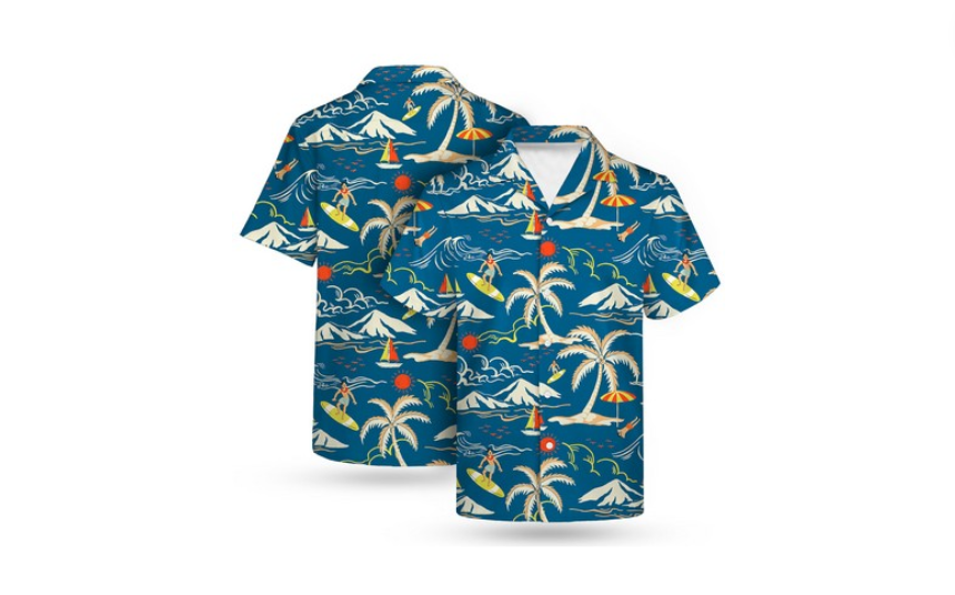 Men's Sublimated Hawaiian Cuban Collar Camp Shirt
