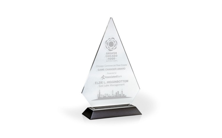 Brilliant Diamond Award with Black Wood Base, Medium - Engraved