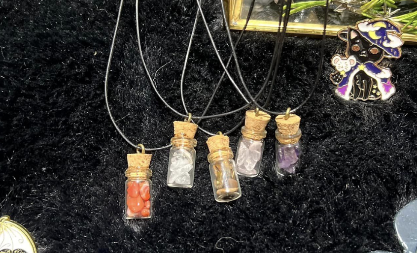 Crystal Chips in Mini Glass Bottle Necklaces