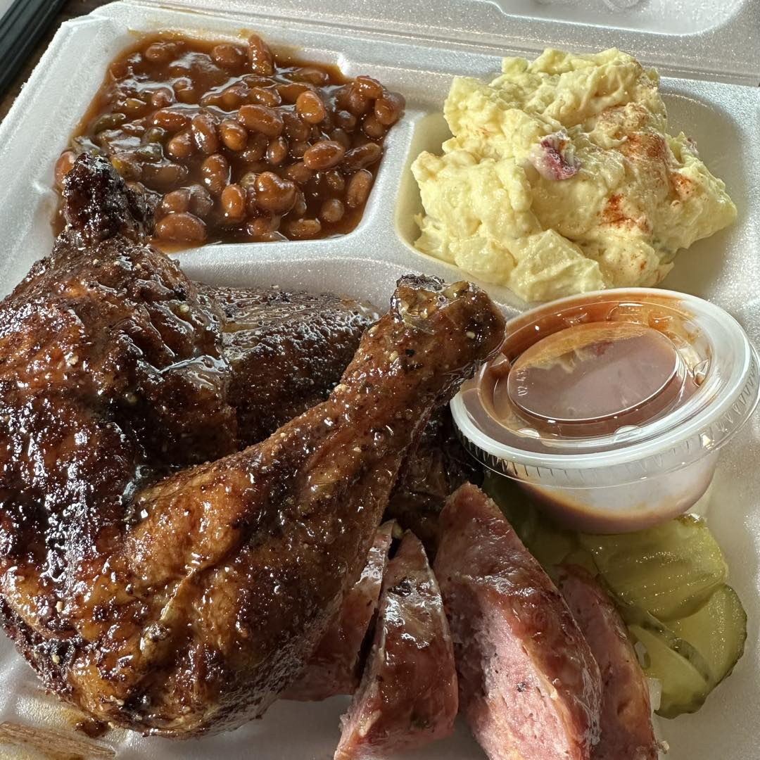 BBQ Chicken and Sausage Plate