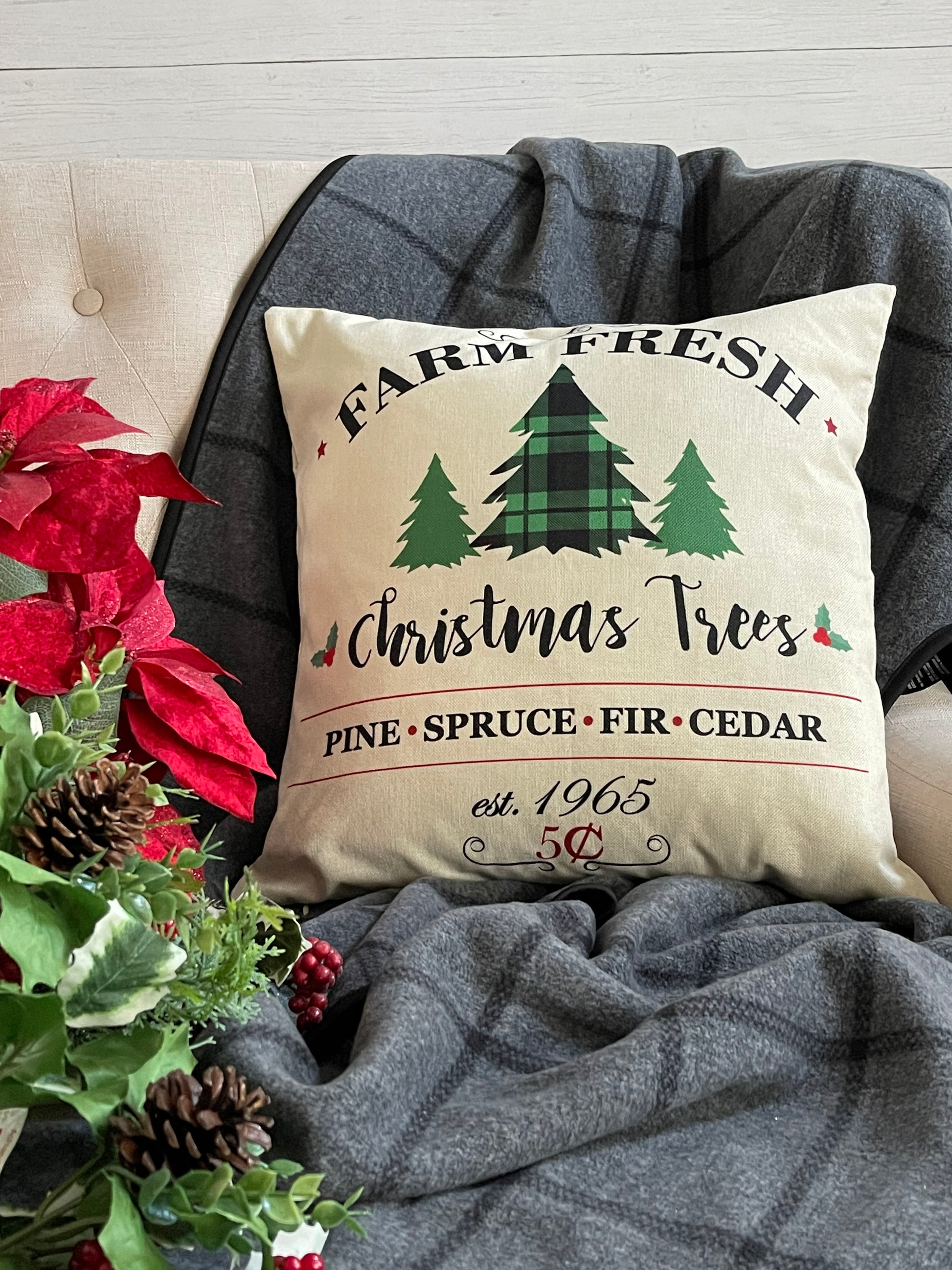Linen Christmas Pillows- Set of 4