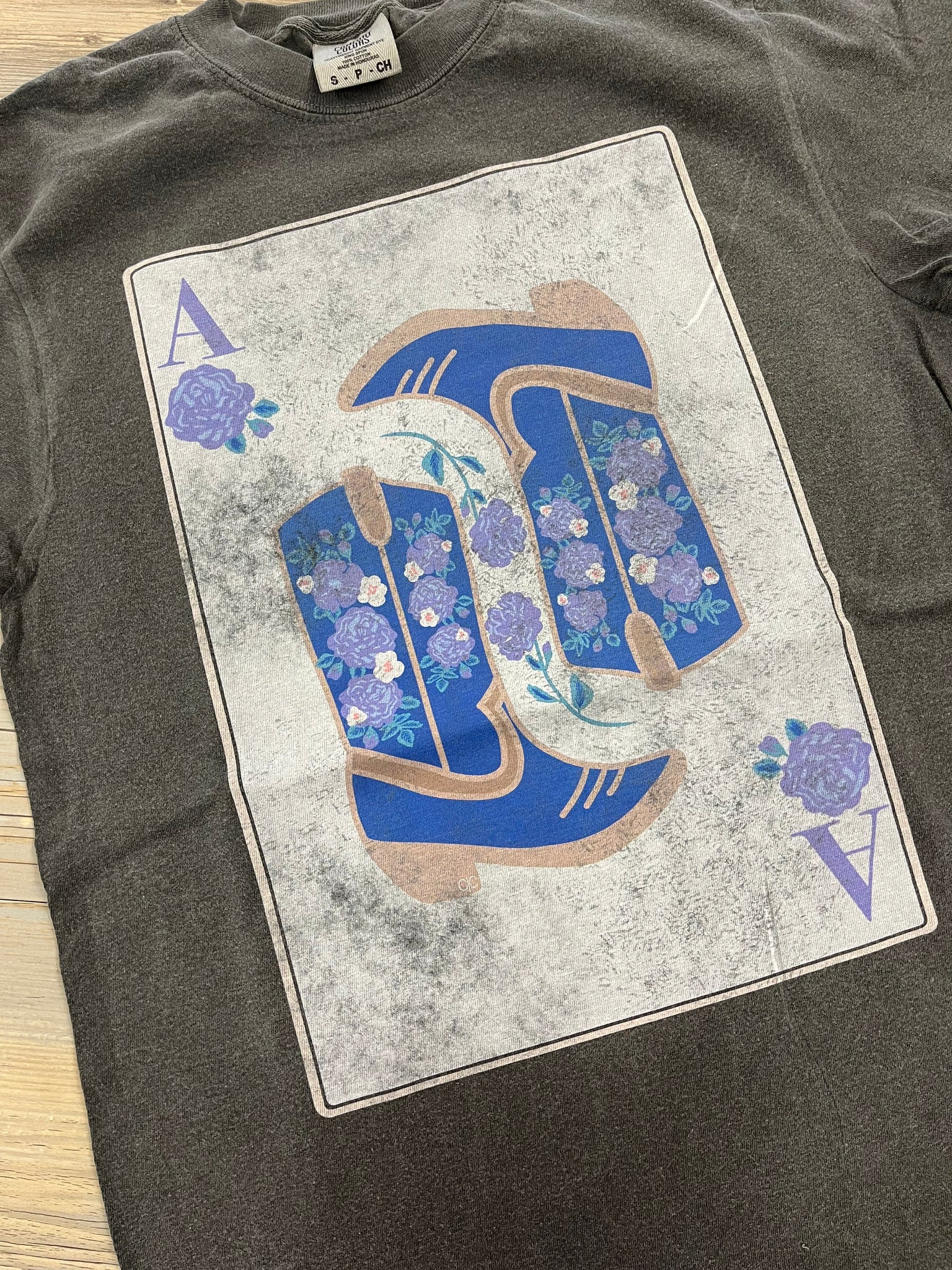 Cowgirl Boots Graphic Tee in Charcoal