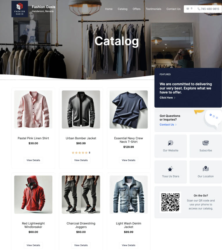 Professional Services or Retail Checkout Catalog