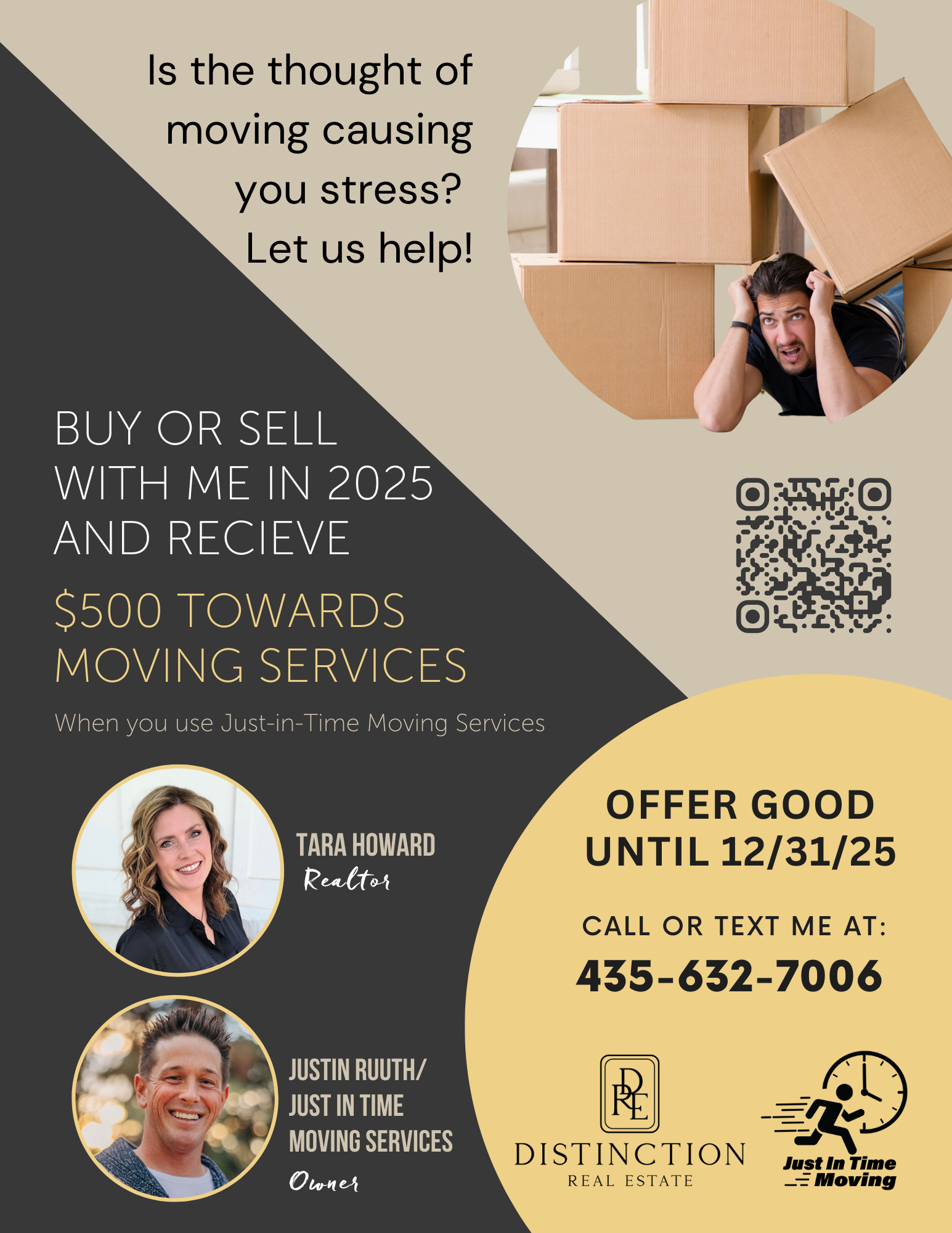 Buy or Sell with me and receive $500 off moving services in 2025