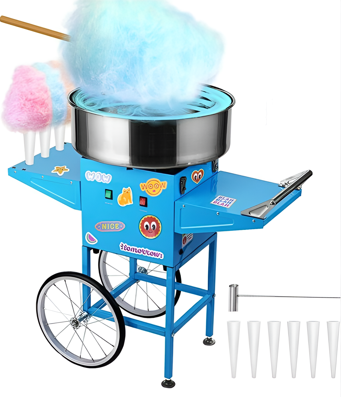 Commercial Cotton Candy Machine with Blue Cart