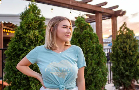 PUT ON LOVE Ladies V Neck T-Shirt