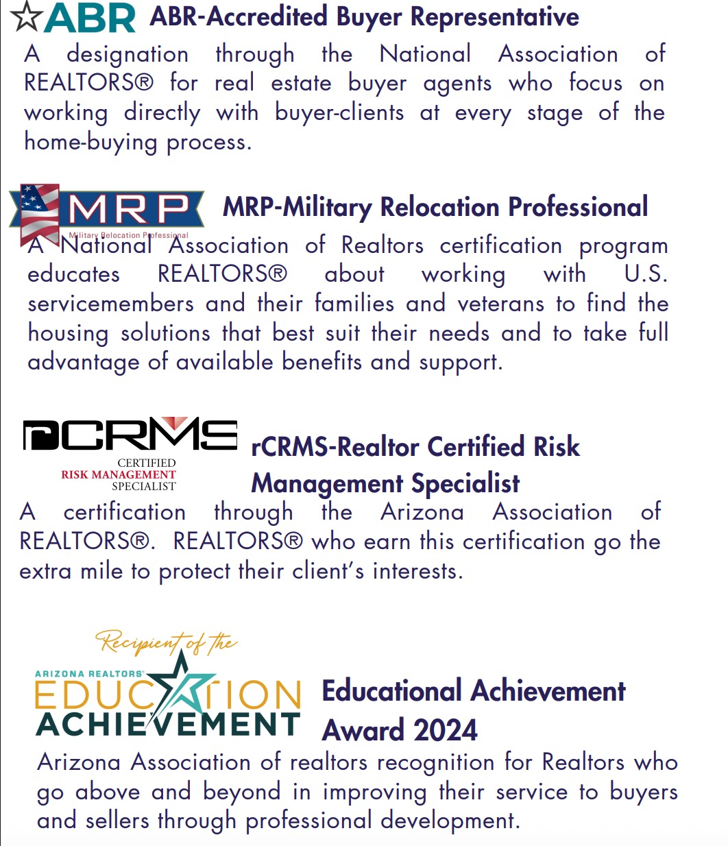Designations and Awards