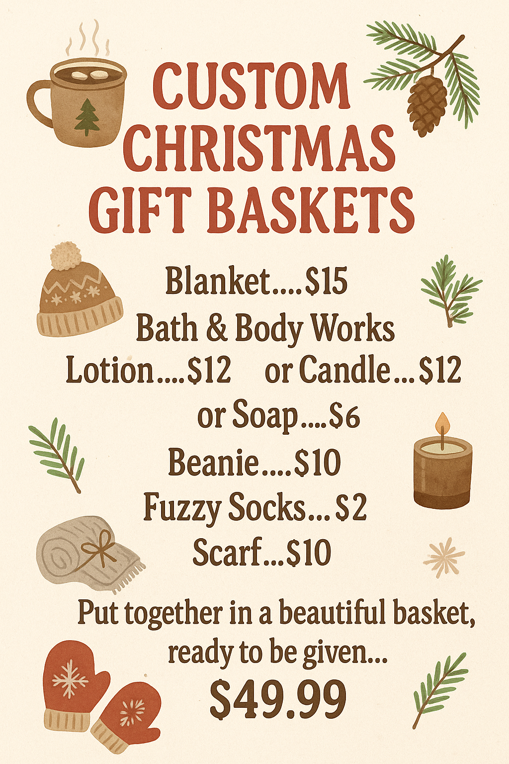 CUSTOM CHRISTMAS GIFT BASKETS ARE HERE!