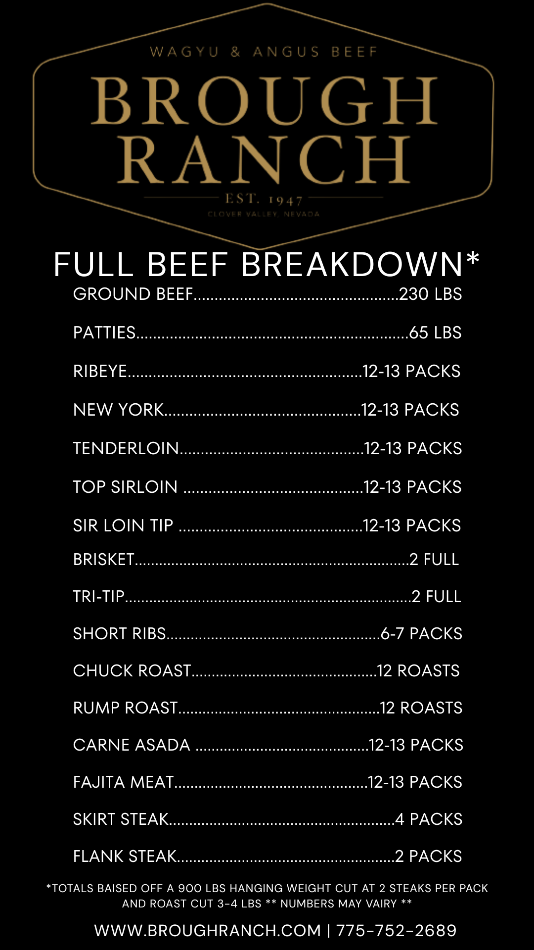 Whole, Half, & Quarter Wagyu or Angus Beef