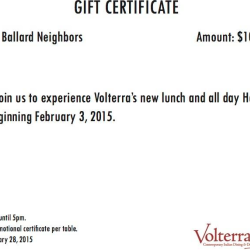 Volterra Gift Certificates