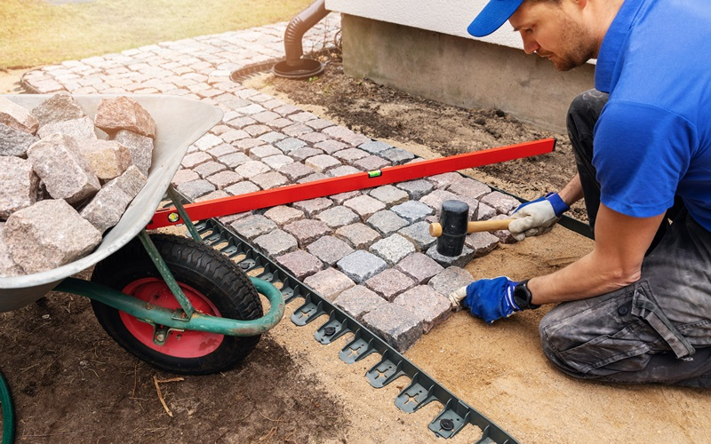 Brick and stone paving