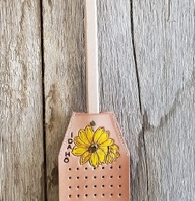 Hand Tooled Native Idaho Sunflower Flyswatter