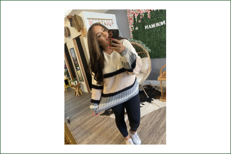 Curvy Girl Color Block Knit Pullover Sweater
