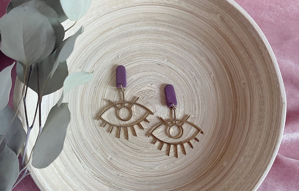  Gold Eye Dangle Earrings
