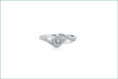 Sterling Silver 1/10 C.T.W. Round Diamond Bypass Promise Ring