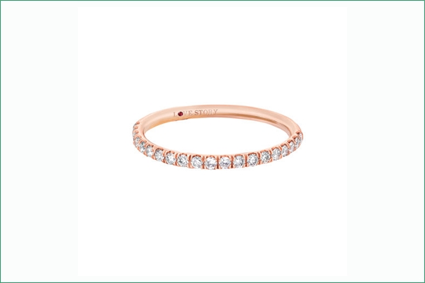 14 Karat Rose Gold Round Diamond Wedding Band