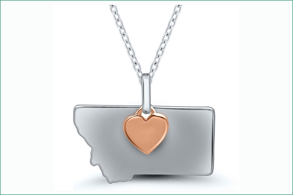 Sterling Silver Montana Pendant with 10k Rose Gold Heart