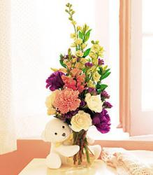Teleflora's Bear Hug Bear with White Roses