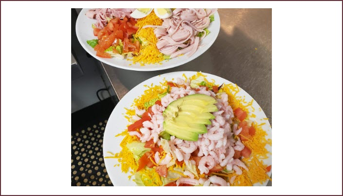 Chef and Shrimp Salads