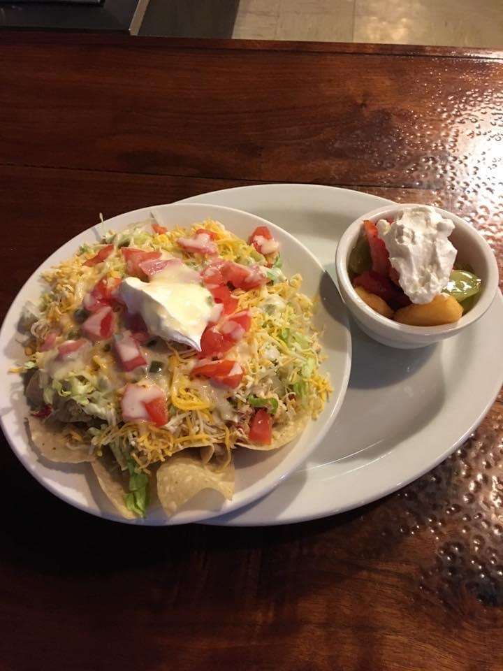 Chicken or Beef Nachos with a side of Fresh Fruit