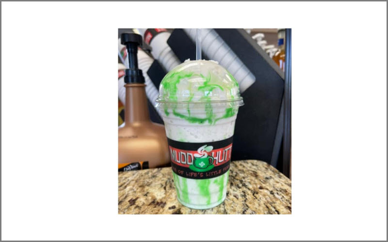 Vanilla Bean Frappe with Green White Chocolate Drizzle