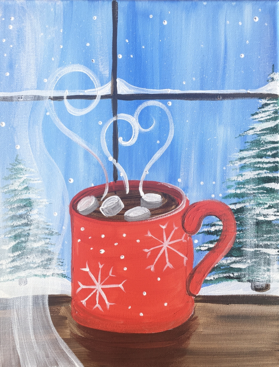 Hot cocoa in the window