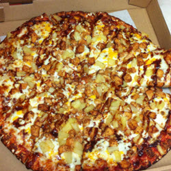 Pineapple on BBQ Chicken pizza