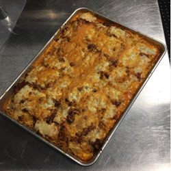 Baked Spaghetti/ with Focaccia Bread
