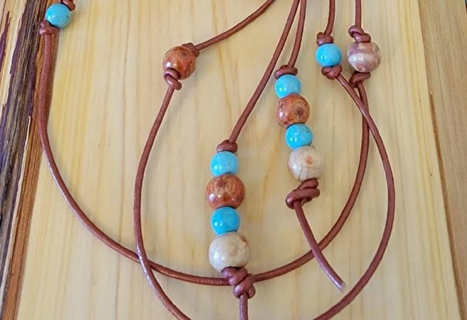 Handmade Leather & Bead Accent Necklaces