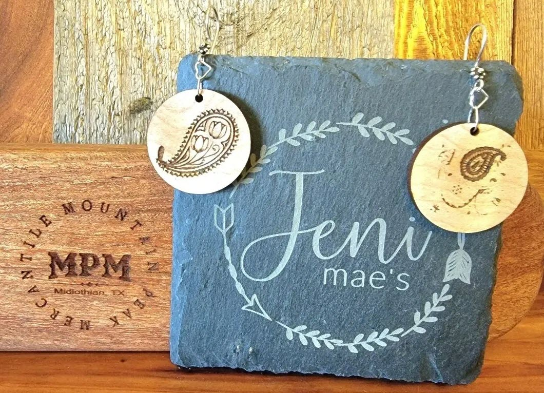 Laser Wood Engraved Earrings