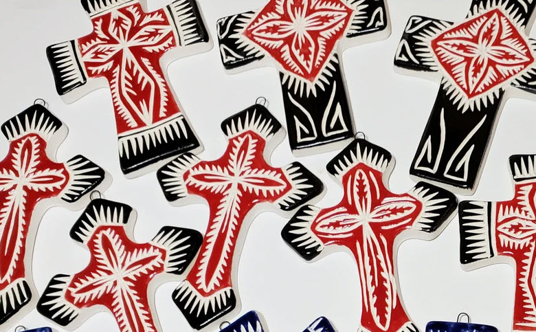 Ceramic Cross Ornament